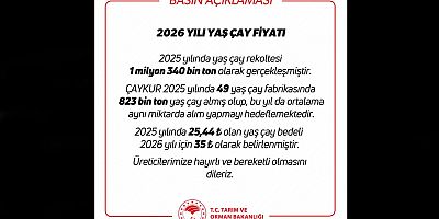 2026 Yaş Çay Fiyatı Açıklandı